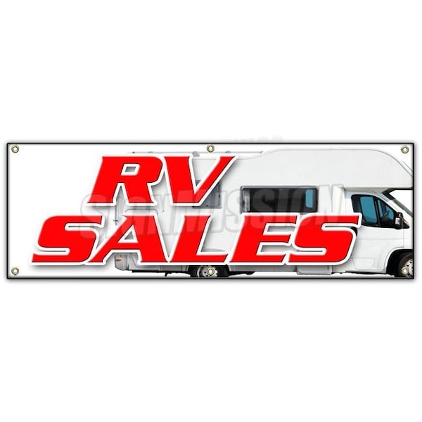 RV SALES BANNER SIGN new used reconditioned motorhome financing sale